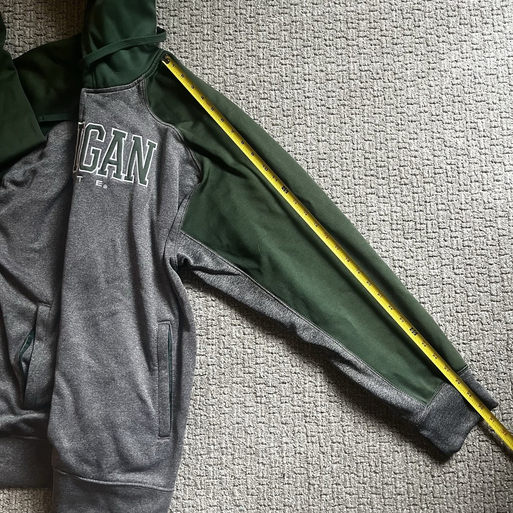 Knights Apparel Michigan State Spartans Mens 2XL Full Zip Hoodie Gray Green FLAW - Picture 15 of 16
